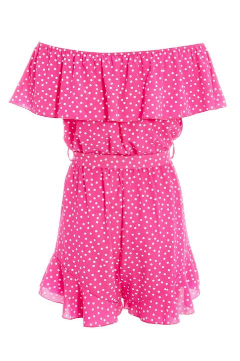 quiz pink polka dot playsuit