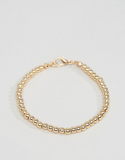 Asos - Bracciale Elasticizzato Con Catenella A Sfere - Oro