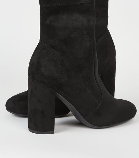 black block heel sock boot