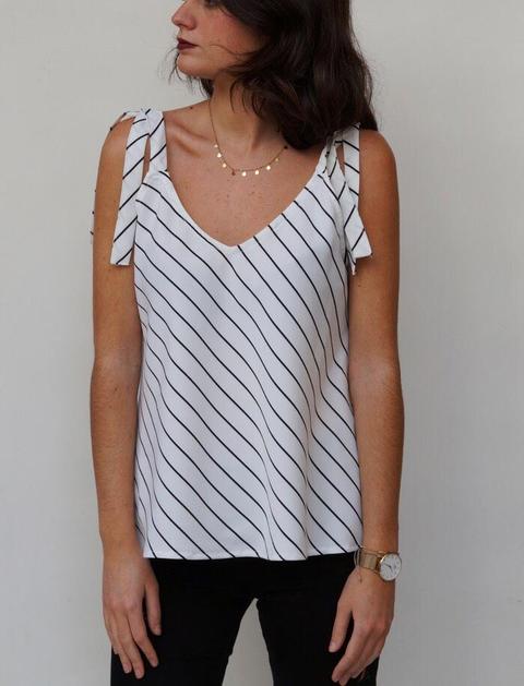 Top De Rayas Blanco Y Negro