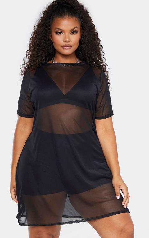 Plus Black Mesh T Shirt Dress