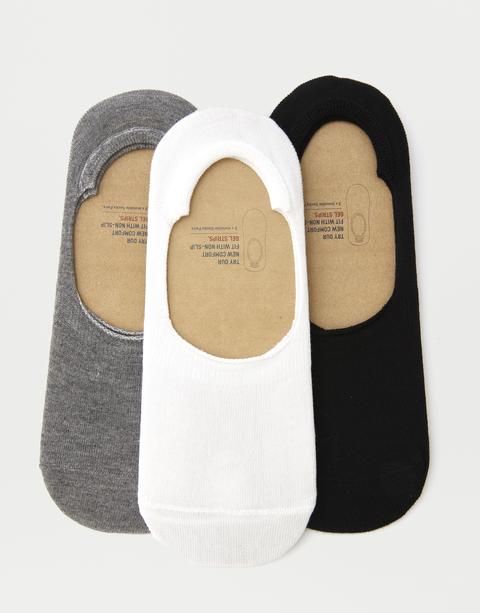 Calcetines - Invisible Pack X3 Basic Gris Blanco Negro