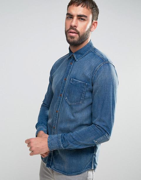 Nudie Jeans Co - Henry - Camicia Di Jeans A Maniche Lunghe Con Una Tasca - Blu