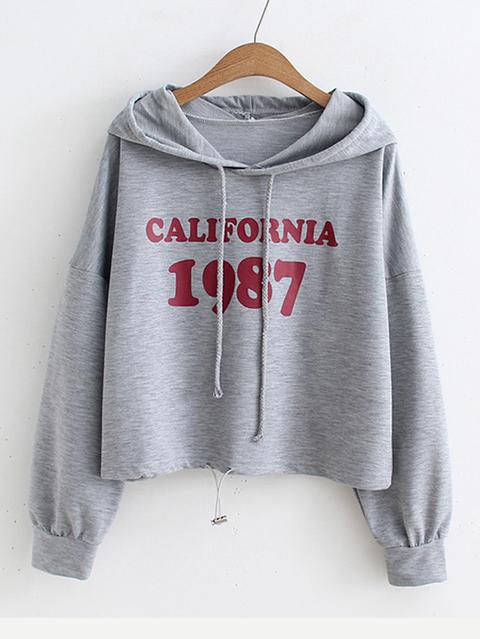 slogan print crop hoodie