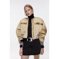 zara cropped satin finish bomber jacket