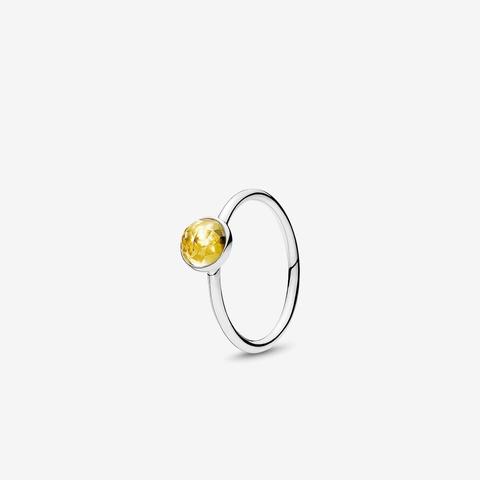 Pandora November Droplet Birthstone Ring - Sterling Silver / Citrine / Yellow