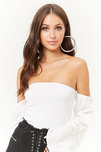 Forever 21 Ruched Off-the-shoulder Top White