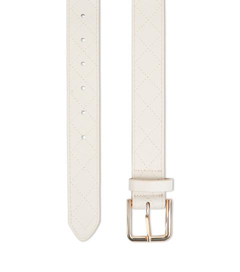 Cream Quilted Jeans Belt