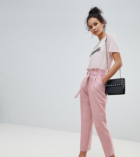 Pantalones Con Cintura Paperbag De Miss Selfridge