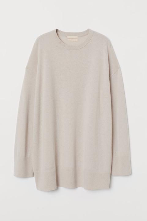 Oversized Cashmere Jumper - Beige