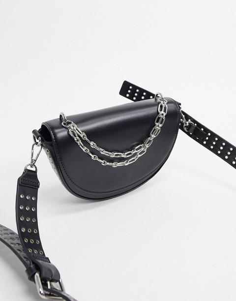 Topshop Shoulder Bag With Chain Detail In Black