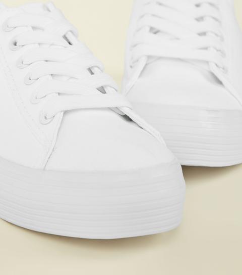 new look white canvas trainers
