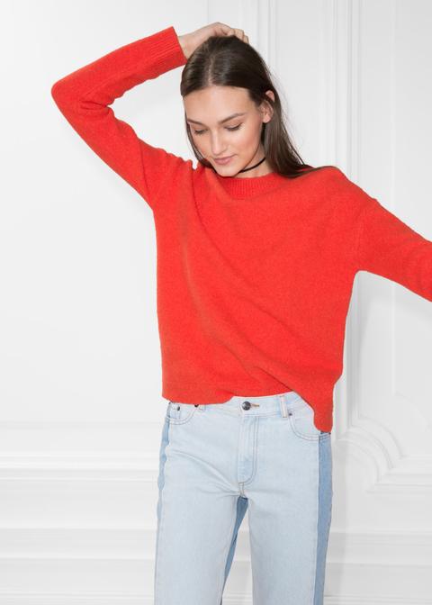 Cotton Blend Sweater - Orange