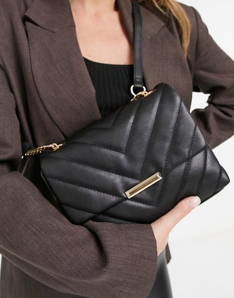 Bolso Bandolera Negro Con Diseño Acolchado De Accessorize