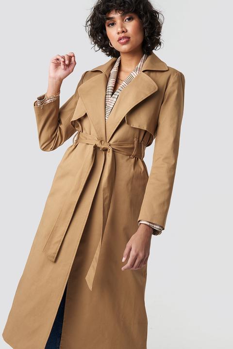 Na-kd Classic Maxi Trench Coat - Beige