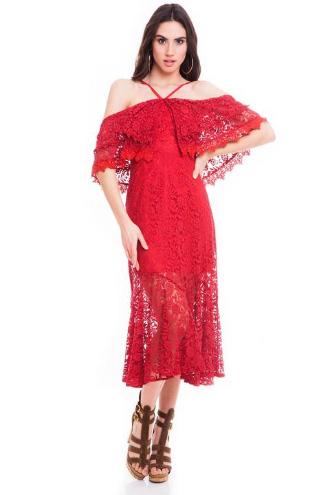 Vestido Encaje Volantes