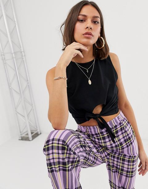 Asos Design - Top Sans Manches Avec Liens Sur Le Devant