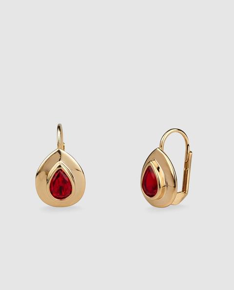 Vidal & Vidal - Pendientes Dorados Con Cristal Rojo