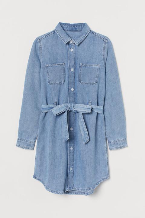 Denim Shirt Dress - Blue