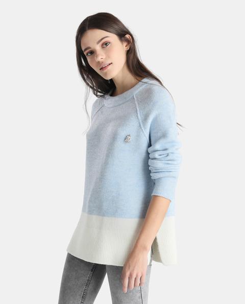 Jersey De Mujer Color Block Con Lazo En La Espalda