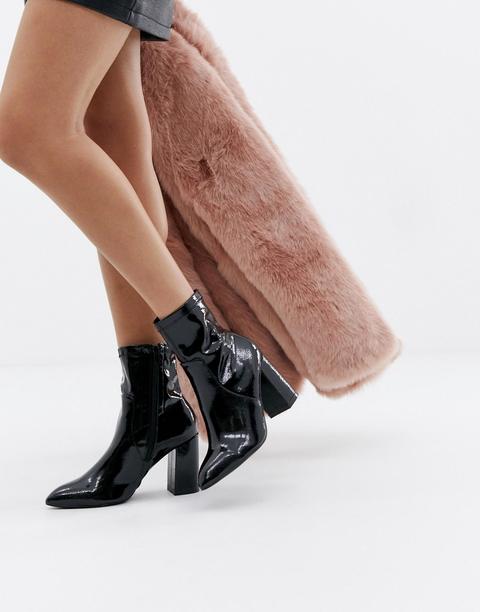 Botas Tipo Calcetín Con Diseño De Charol Negro Raya De Public Desire