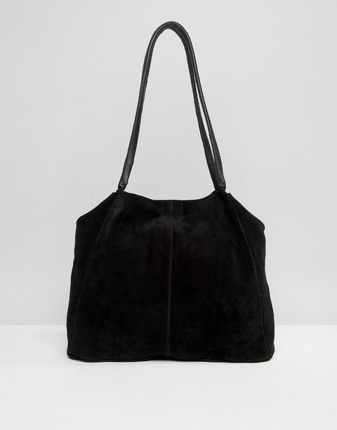 Asos - Borsa Shopper Scamosciata Con Manici - Nero