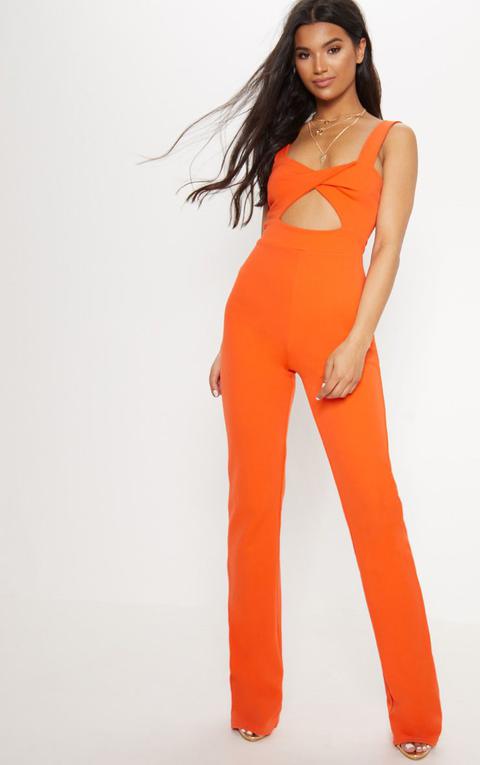 Orange Twist Front Jumpsuit