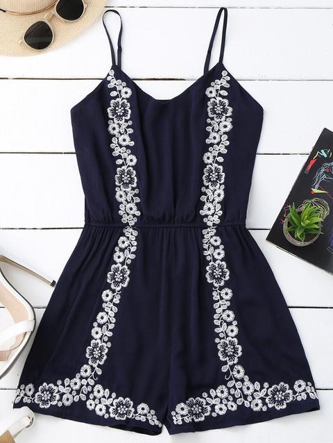 Cami Floral Embroidered Romper