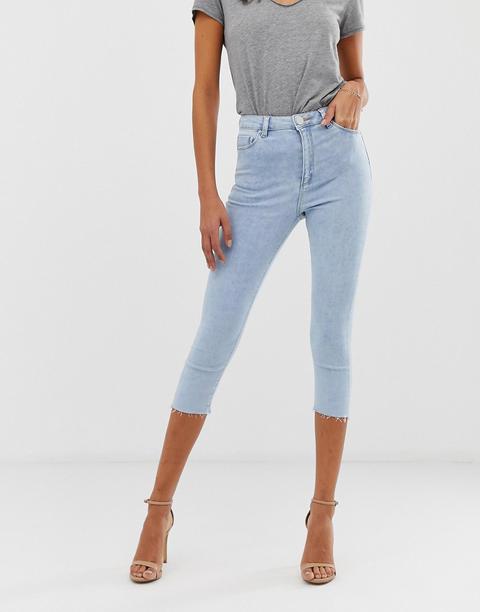 Asos Design High Rise Ridley Cropped 'skinny' Jeans In Light Wash Blue