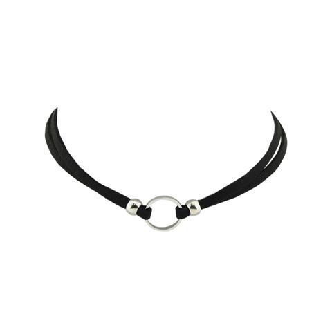 Punk Style Faux Leather Round Choker - Silver