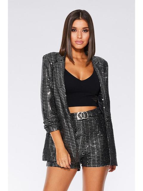 Black And Silver Sequin Suit Jacket