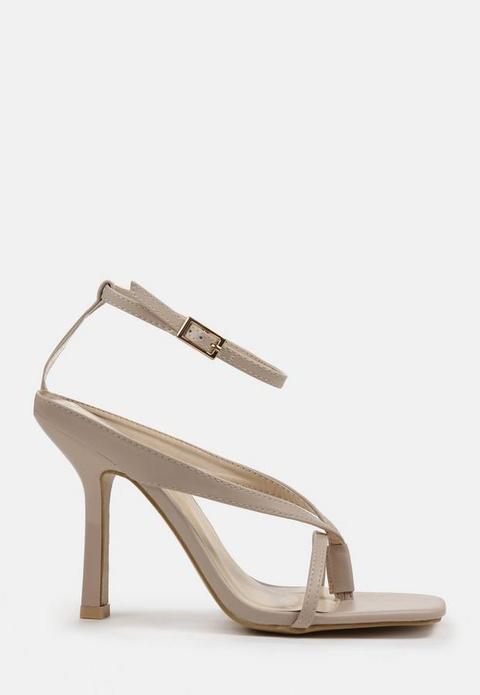 Sand Toe Post Ankle Strap Heeled Sandals, Camel