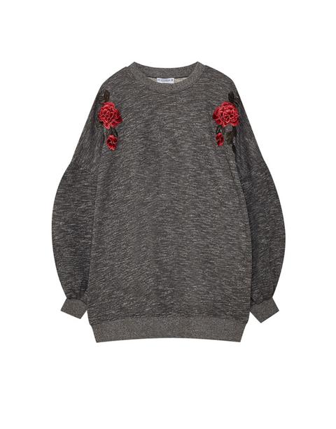 Sudadera Oversize Parches Rosas