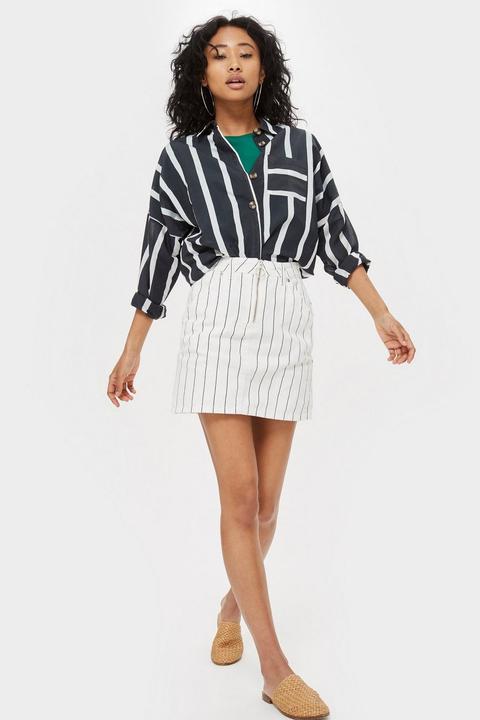 Pinstriped Denim Skirt