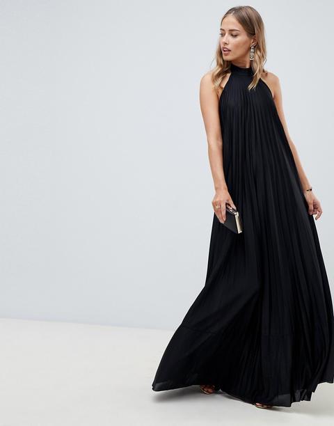 robe longue plissee noire