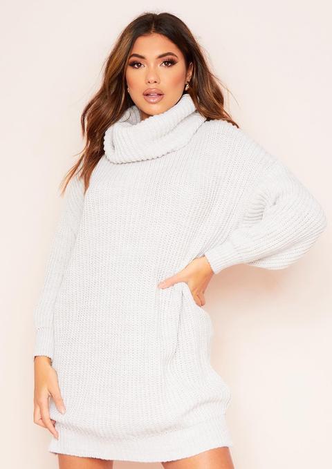 Soren Beige Roll Neck Knit Jumper Dress