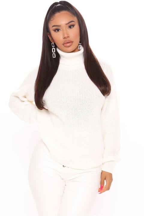 Roll With The Flow Turtleneck Sweater - Ivory