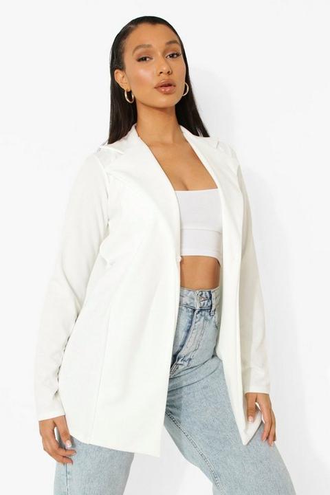 Womens Ivory Oversized Boyfriend Blazer - White - 12, White