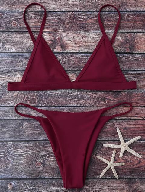 Bikini Stringato Con Scollo Profondo White Light Blue Burgundy Yellow Gray Pink Red Army Green