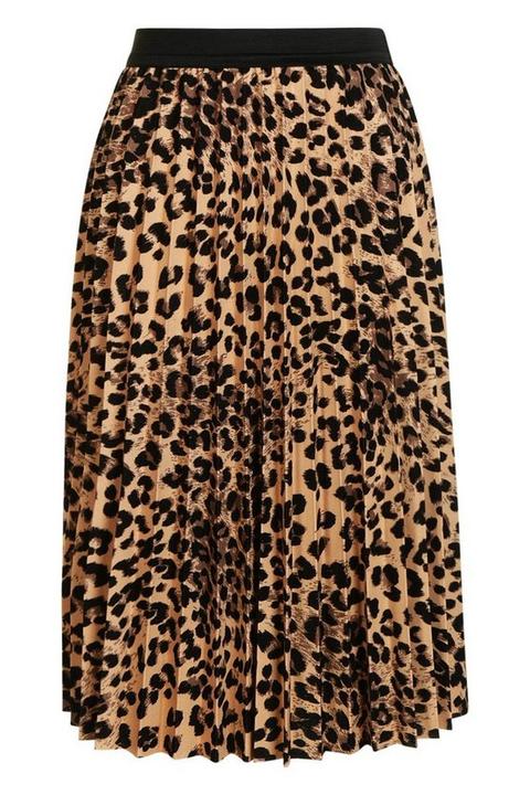 ladies animal print pleated midi skirt