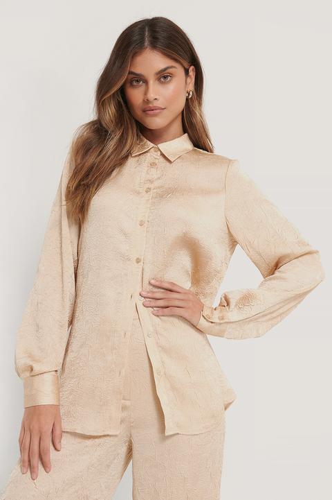 Basma & Merna X Na-kd Crinkled Shirt - Beige