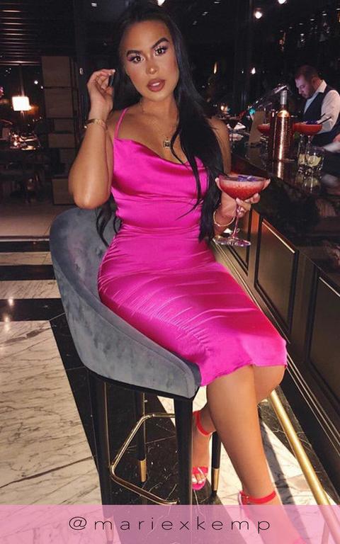 Monikh Satin Backless Midi Dress In Pink