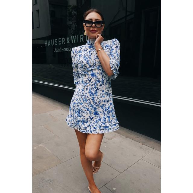 Blue Dresses - Lorna Luxe 'practically Perfect' Porcelain Blue Frill Detail  Dress from In The Style on 21 Buttons