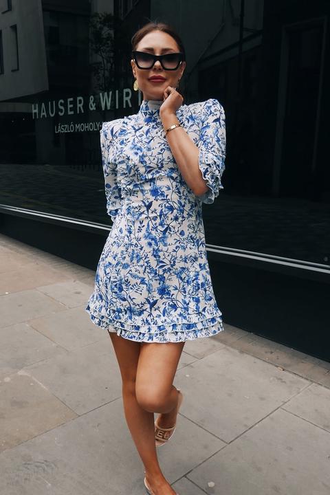 Blue Dresses - Lorna Luxe 'practically Perfect' Porcelain Blue Frill Detail  Dress from In The Style on 21 Buttons