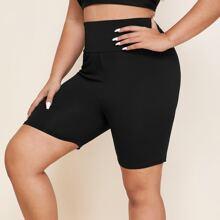 Leggings De Talla Grande Liso Negro Deportivo