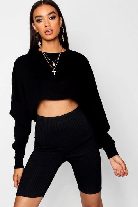 Oversized Sleeve Crop Boxy Jumper