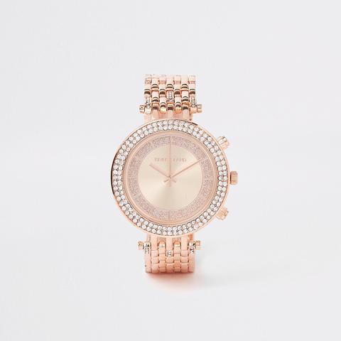 Rose Gold Colour Bling Chain Link Watch