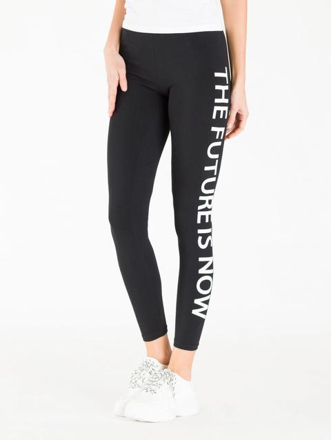 Leggings Con Scritta Laterale Nero