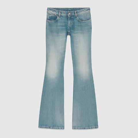 Pantalone Flare In Jeans Stretch Lavato