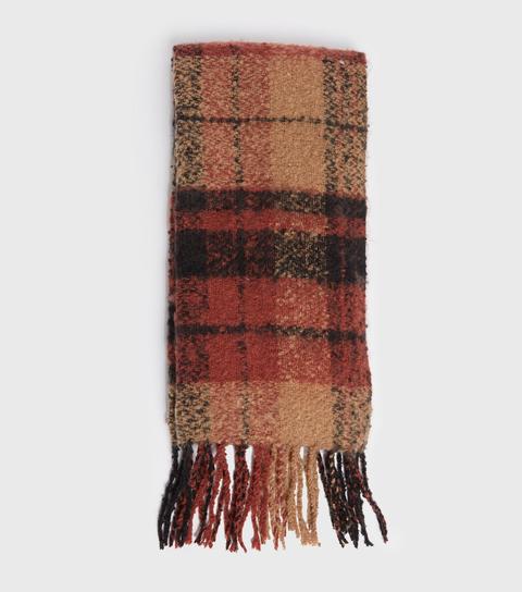 Camel Check Tassel Trim Scarf New Look